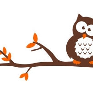 Nursery Owl on Branch Wall Decal, Owl and Branch Wall Sticker, Owl Wall Decor image 2