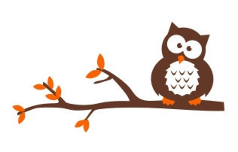 Nursery Owl on Branch Wall Decal, Owl and Branch Wall Sticker, Owl Wall Decor image 2