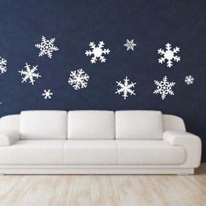 Snowflake Vinyl Wall Decals, Christmas Wall Decals, Merry Christmas Snowflakes Vinyl Decals - Winter Snowflakes - Holiday Decals