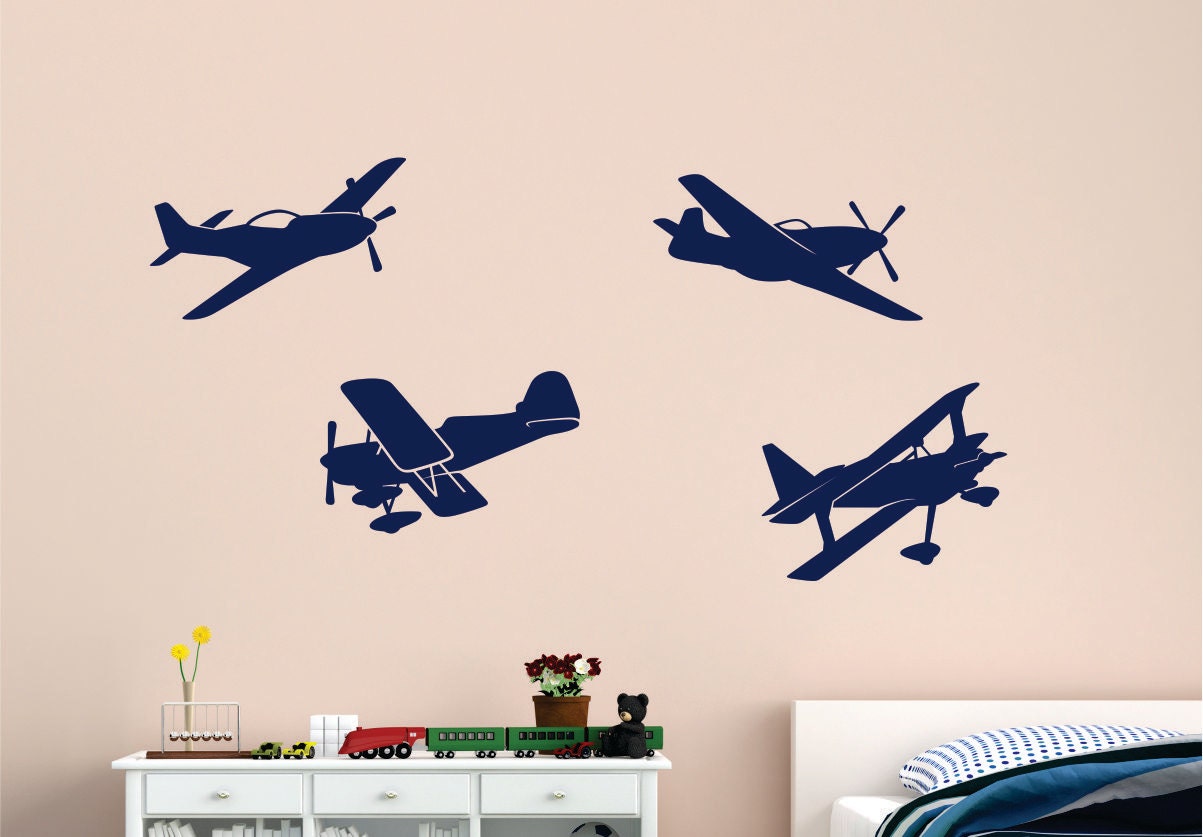 airplane decals Planes Vinyl Wall Decals Planes Decals Kids Etsy
