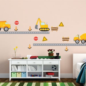 Construction Truck Wall Decals - Kids Room Decals - Transportation Wall Decals -  Kids wall decals - Boys Room Decor