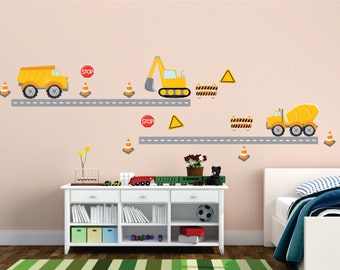 Construction Truck Wall Decals - Kids Room Decals - Transportation Wall Decals -  Kids wall decals - Boys Room Decor