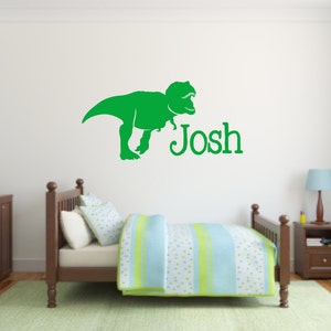 Kids Name Dinosaur Decals - Dinosaur Decal - Dinosaur Vinyl Wall Decal - Name Personalized T-Rex Dinosaur Wall Decal - T Rex Kids Name Vinyl