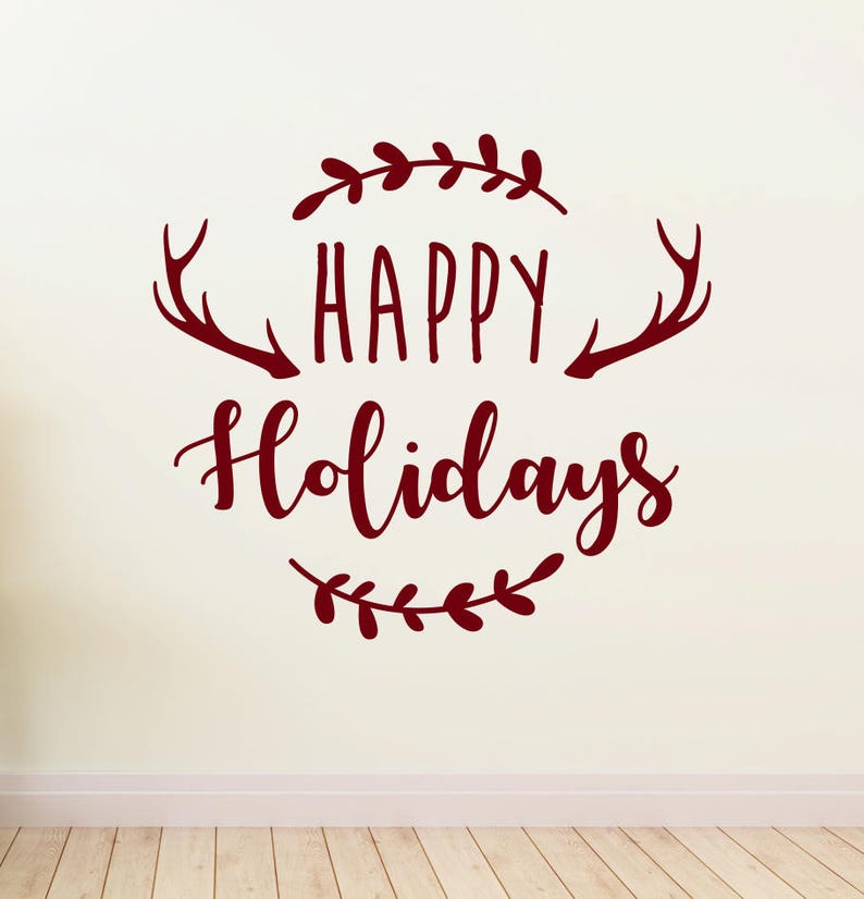 Happy Holidays Decal Christmas Wall Decal Holiday Decal Etsy