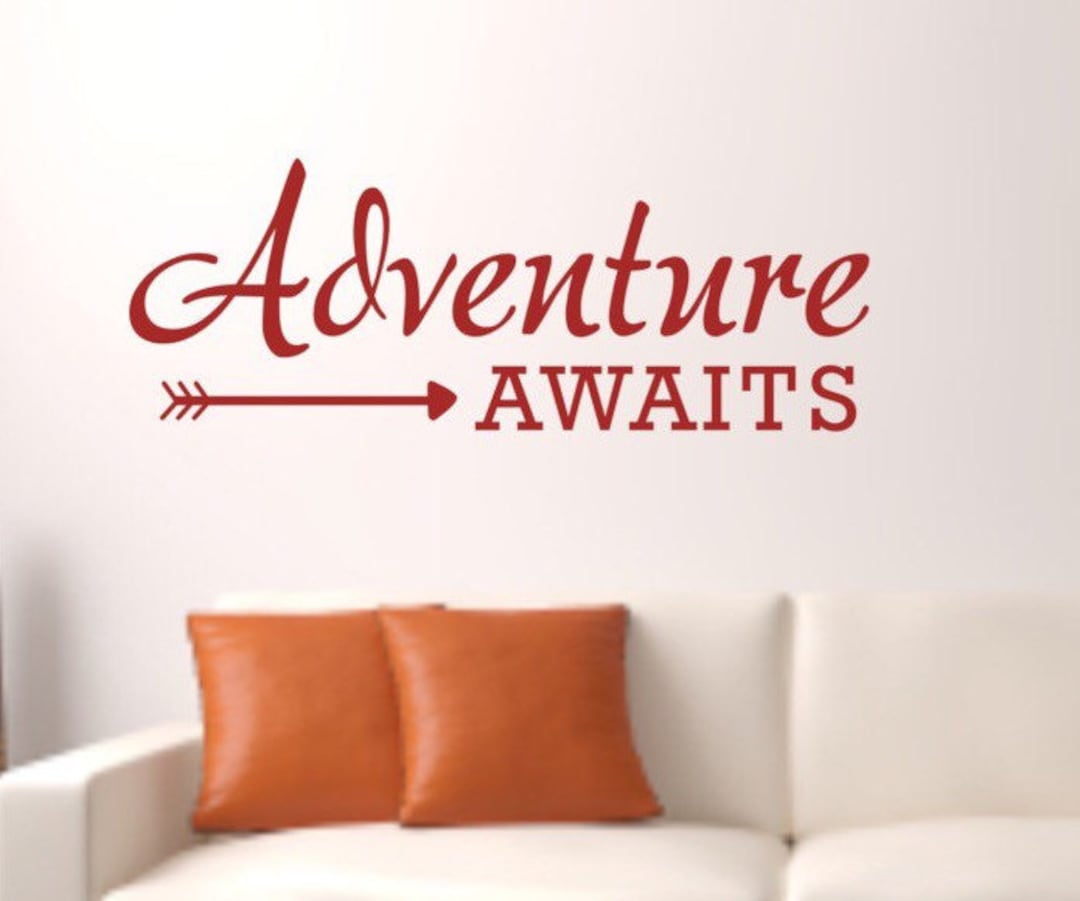 Wall Decal Quote - Adventure Awaits Arrow Vinyl Wall Decal - Travel ...