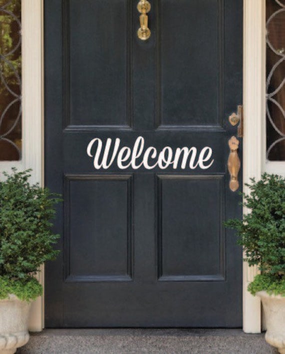 Welcome Decal Welcome Vinyl Wall Decal Front Door Decal Etsy