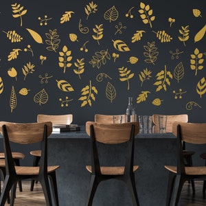 Floral Wall Decor, Botanical Olive Leaves and Branches Wall Decals, Vinyl Wall Decals