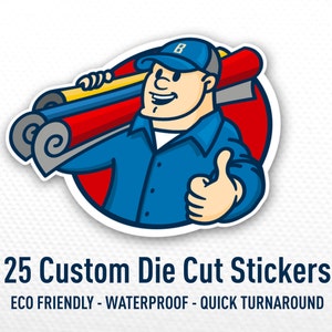 Custom Shape Bulk Stickers - Waterproof Stickers - 25 Vinyl Stickers Cut to Shape, custom made product labels