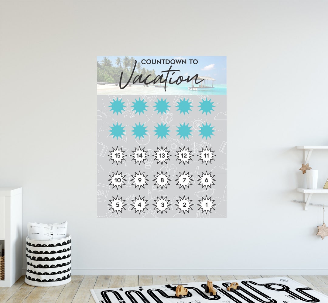 Urlaub Countdown Poster, Urlaubskalender, Strand Urlaub Countdown