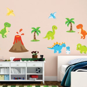 Wall Decals, Dinosaur Decal, Dinosaur Fabric Reusable Set, Kids Fabric Wall Decals, Dinosaurs, Removable, Reusable, Dino Decal, Animal Decal