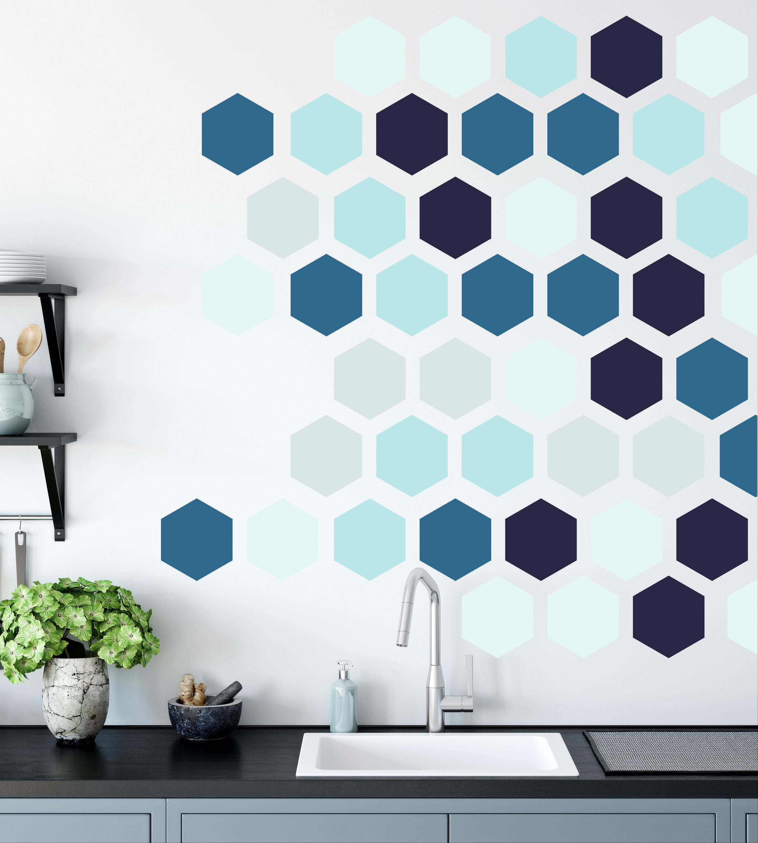 Hexagon Honeycomb Decals - Colorful Modern Wall Decals - Shape Wall ...