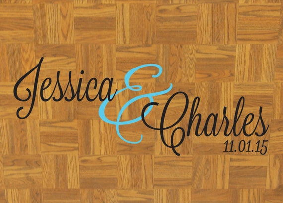 Wedding Dance Floor Decal, Vinyl Decal Couples Names, Initial Monogram Decal - Wedding Name Vinyl Decal - Family Monogram - Dance Floor