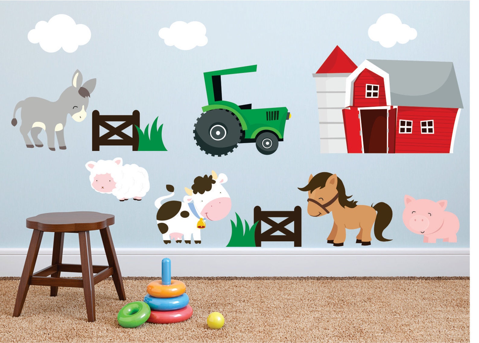 Farm Wall Decals Farm Animal Decal Horse Wall Decal Animal Etsy UK