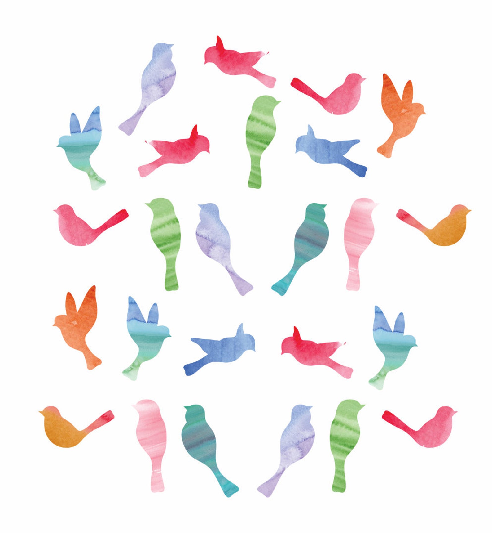 Wall Decals Bird Wall Decals Water Color Bird Decals - Etsy