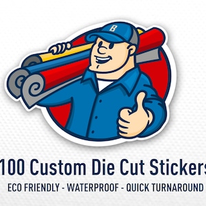 Custom Stickers - Waterproof Stickers - 100 Vinyl Stickers Cut to Shape, Die Cut Sticker, shaped stickers, custom labels, bulk stickers