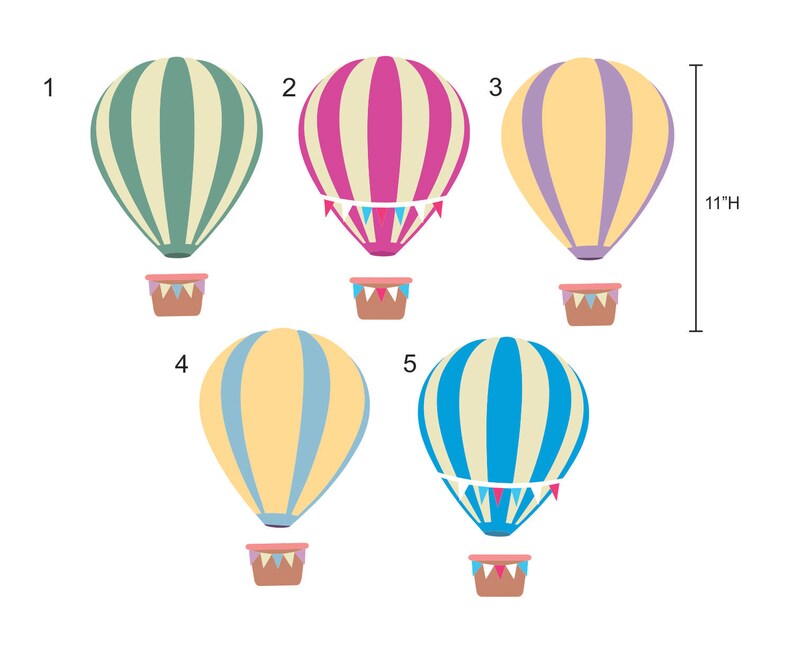 Colorful Hot Air Balloon and Kids Name Wall Decals Removable Etsy