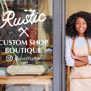 Customizable Boutique Sign Decal / Customizable Window Decal / Storefront Logo Vinyl Sticker Window Door Lettering