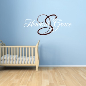 Child's Name With Monogram Vinyl Wall Decal Kid's - Etsy