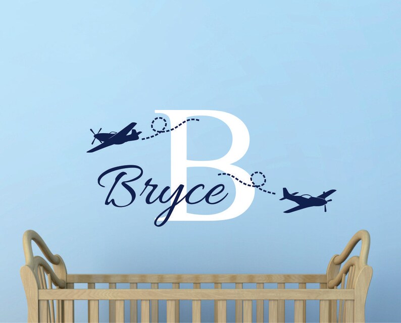 Custom Name Airplane Wall Decal, Personalized Name Decal, Nursery Name ...