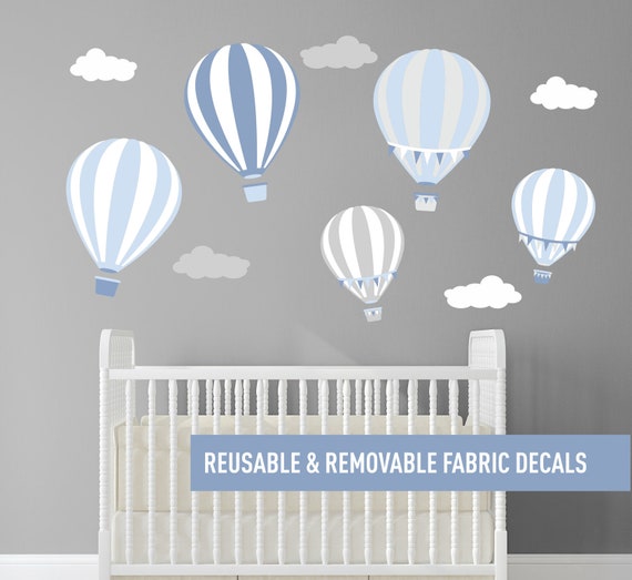 Blue Balloon Decals Boys Room Wall Decals Hot Air Balloon Etsy