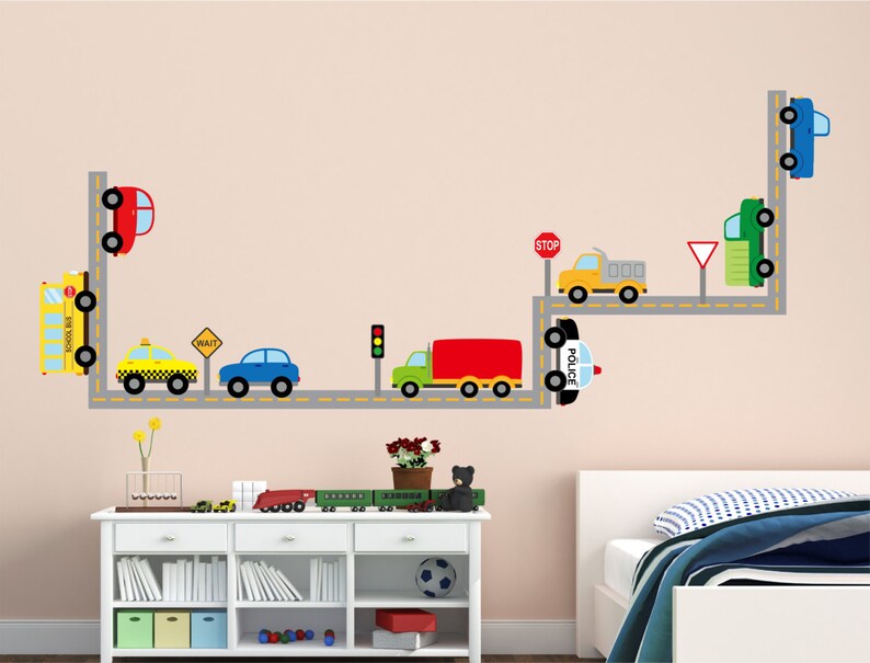 Reusable Fabric Car & Trucks Wall Decals Interactive Kids Etsy