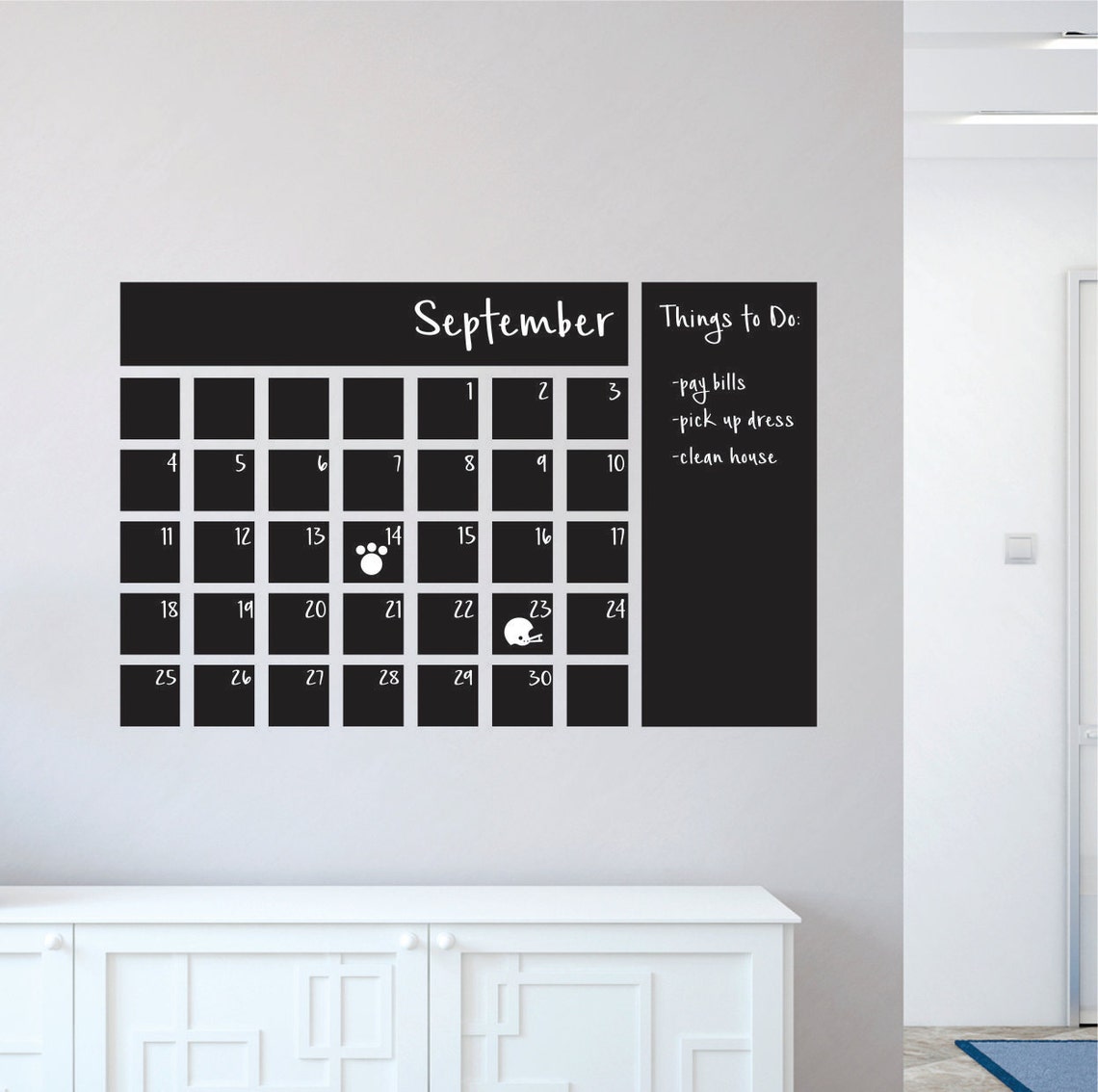 Chalkboard Calendar Decal / Chalkboard Calendar / Chalkboard Etsy