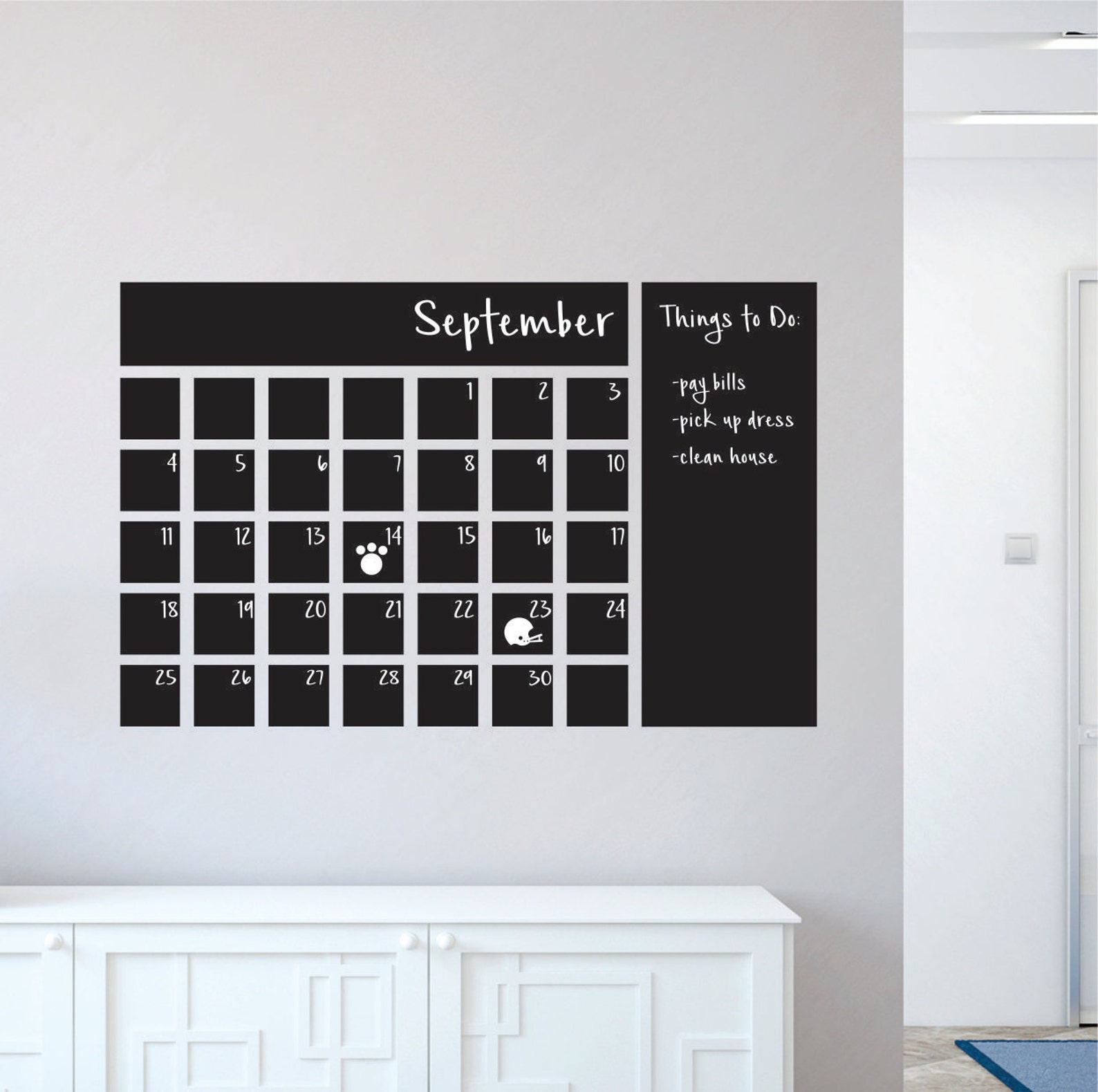Chalkboard Calendar Decal / Chalkboard Calendar / Chalkboard Etsy
