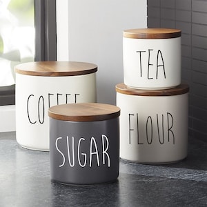 Kitchen Canister Decals, Flour Sugar Decals, Canister Vinyl Decals, Kitchen Decals, Rae Dunn Inspired Canister Decals, Kitchen Labels