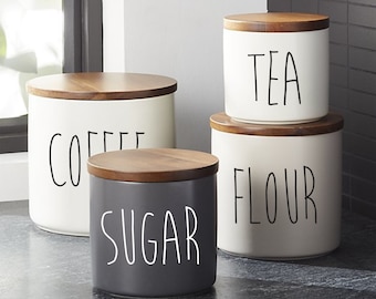 Kitchen Canister Decals, Flour Sugar Decals, Canister Vinyl Decals, Kitchen Decals, Rae Dunn Inspired Canister Decals, Kitchen Labels