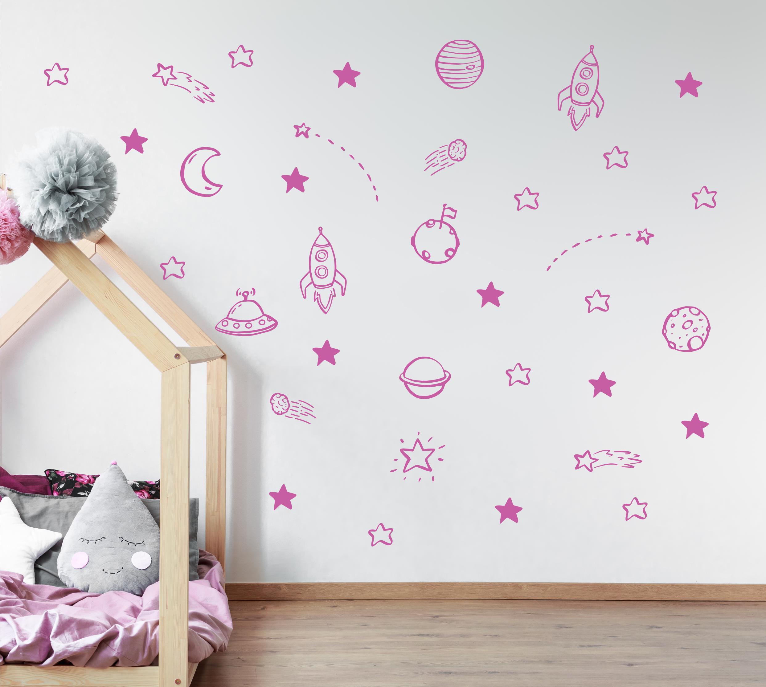 Space Wall Decal Set for Kids | Outer Space Themed Wall Stickers ...