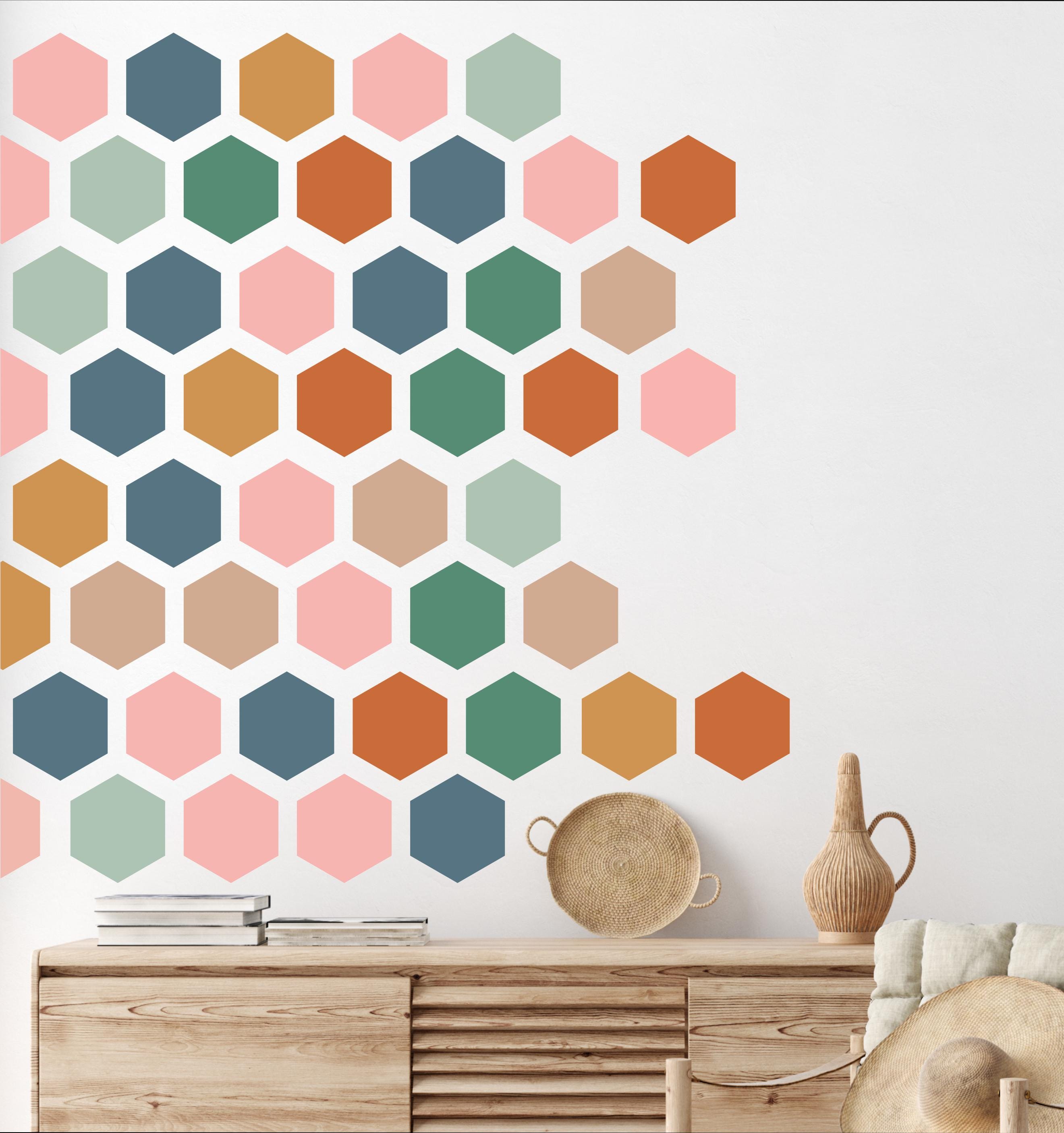 Hexagon Honeycomb Decals - Colorful Modern Wall Decals - Shape Wall ...
