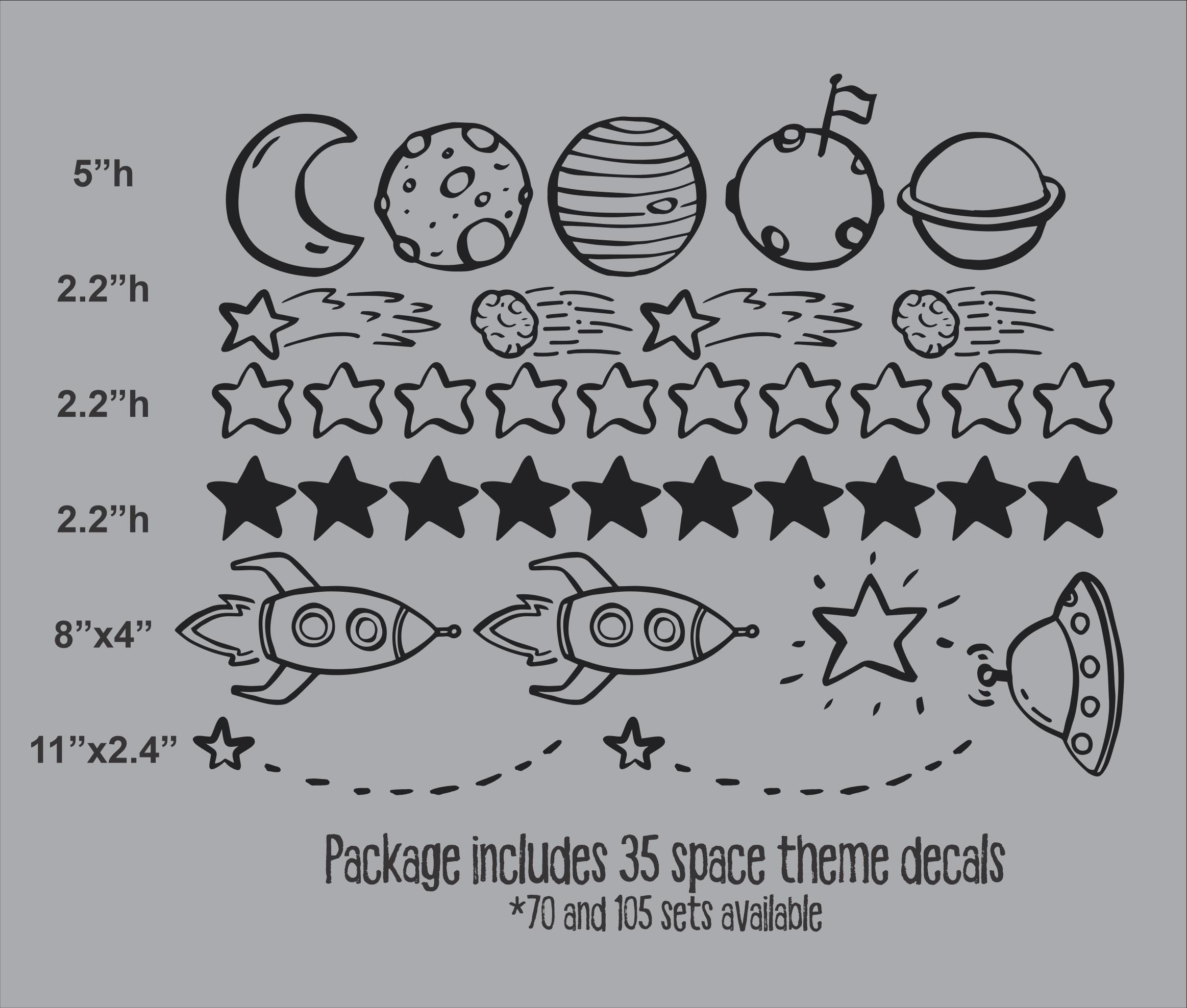 Space Wall Decal Set for Kids | Outer Space Themed Wall Stickers ...