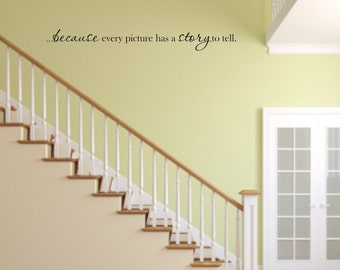 Parce que chaque image a une histoire à raconter vinyle mur décalque - Accueil vinyle mural sticker citation - histoire de la maison de photo sticker mural vinyle - photo sticker