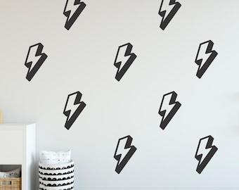Lightning Wall Decals - Kids Wall Art - Comic Book Lightning Decals - Super Hero Decals