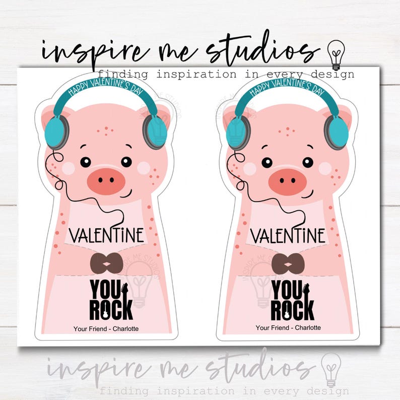 Pig Valentine DYI Card Printable | Kids Party - Classroom Candy Treat ...