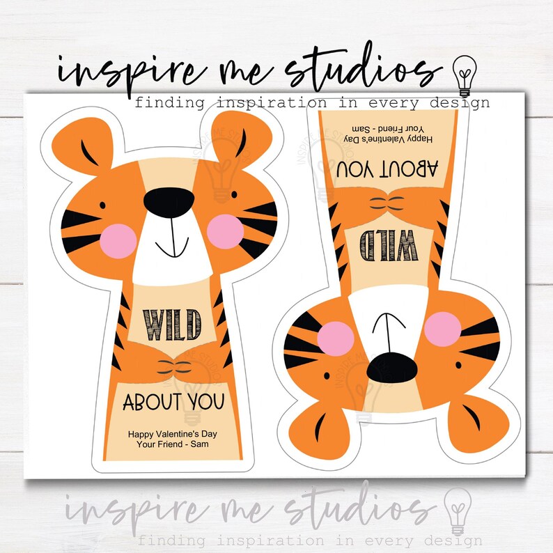 Tiger Valentine DYI Card Printable | Kids Party - Classroom Candy Treat ...