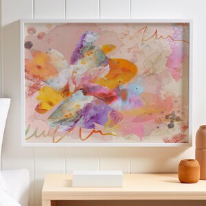 Hot Pink Floral Art Print: Abstract Watercolor Canvas, Large Wall Decor