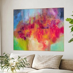 Large Abstract Art Print: Vibrant Multicolor Canvas Wall Decor