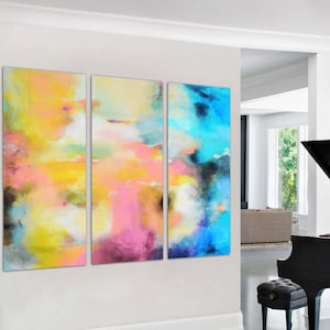 Pastel Abstract Canvas Print Set: Modern Nursery Wall Art