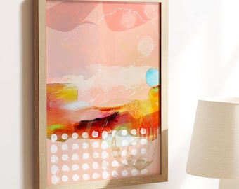 Pink & Orange Abstract Art Print: Contemporary Giclée Wall Decor