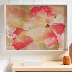 Canvas Print Blush Pink Gold Modern Minimalist Flowers Art Contemporary Wall Decor Neutral Wabi Sabi Wall Art Japandi Abstract Art Print