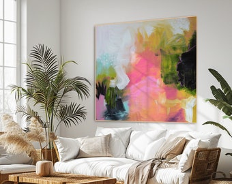 Pink and Orange Abstract Canvas Print: Colorful Home Decor