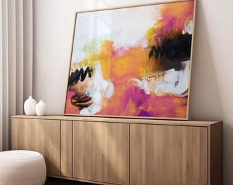 Orange Pink Abstract Canvas Print: Modern Boho Wall Art