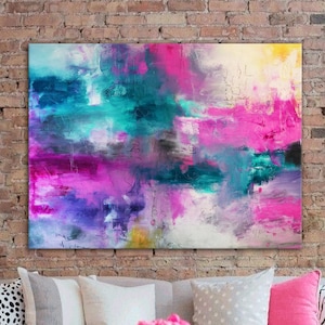 Pink Blue Abstract Canvas Print: Modern Giclée Wall Art