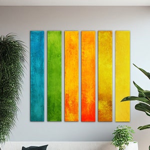 Rainbow Abstract Wall Art: Extra Large Colorful Painting