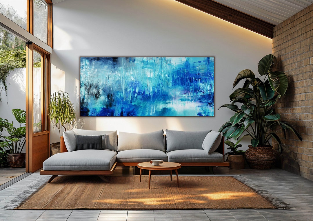 Blue Abstract Canvas Print: Modern Home Decor Wall Art - Etsy