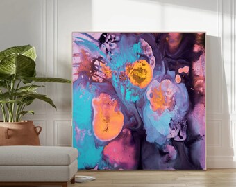 Purple violet lilac abstract, Purple violet painting print, lilac and blue, multicolor art, large wall art, vibrant eclectic purple art