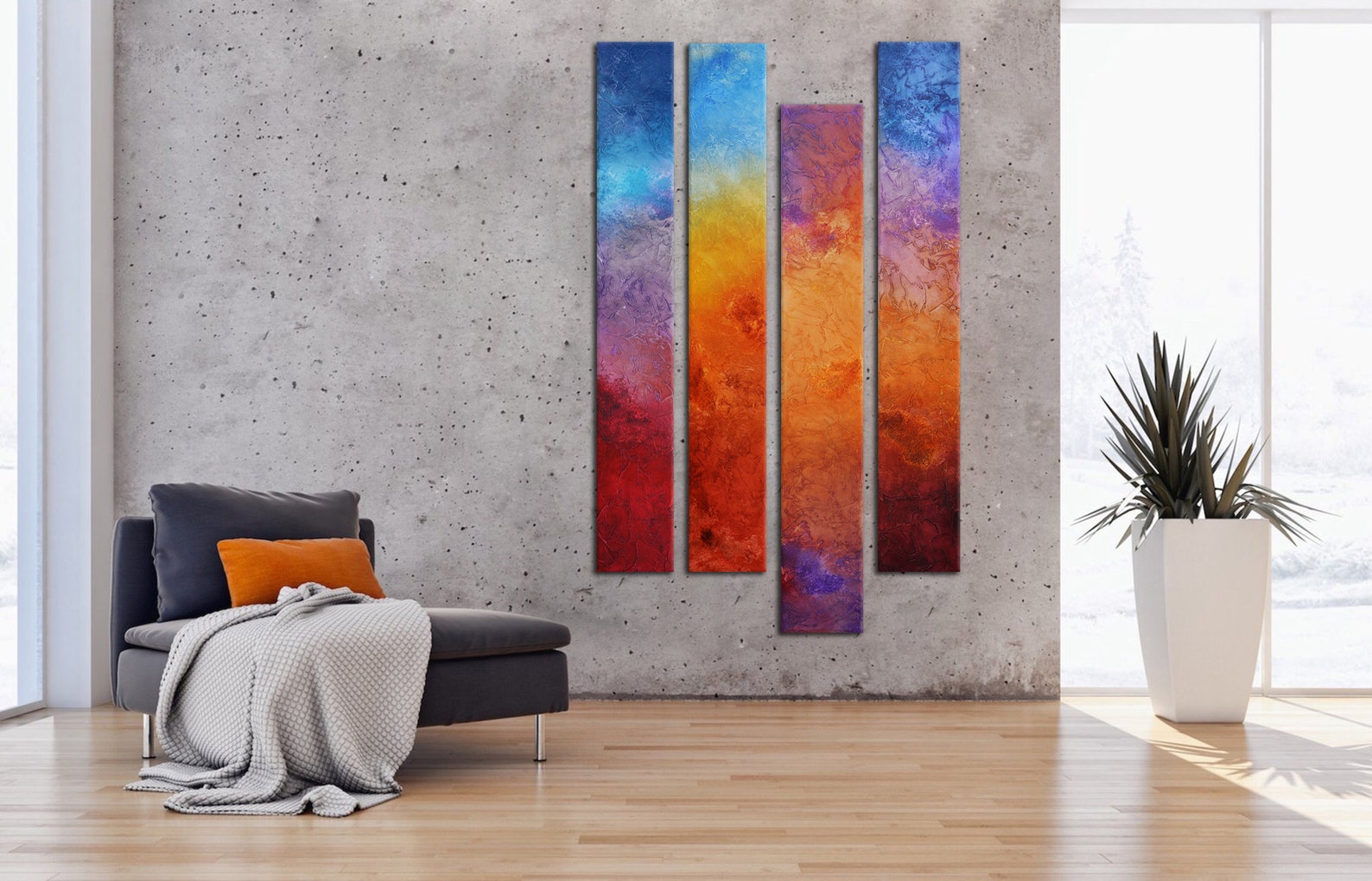 Curved Wall Decor Foyer Lobby Art Rainbow Colorful Art for Etsy