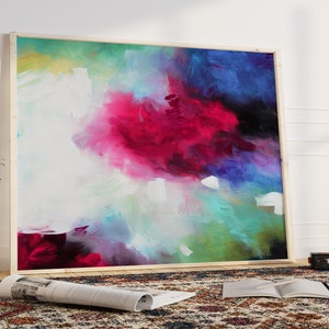 Abstract Art Print: Hot Pink, Purple, Blue - Modern Colorful Wall Art
