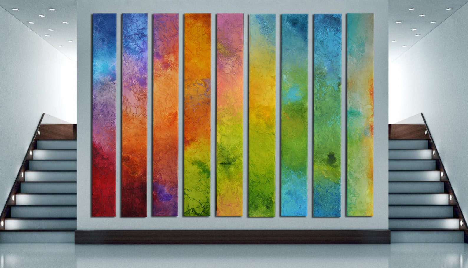 Curved Wall Decor Foyer Lobby Art Rainbow Colorful Art for Etsy